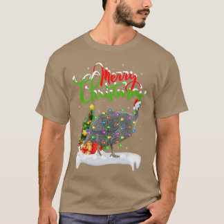 T-shirt Xmas Lightsree Santa Guinea Fowl Bird Merry Christ