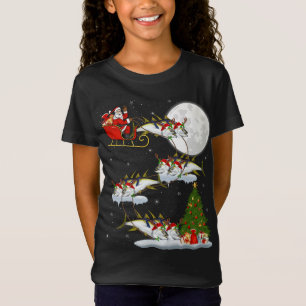T-Shirt Xmas LightTree Père Noël équitation thon rouge Poi