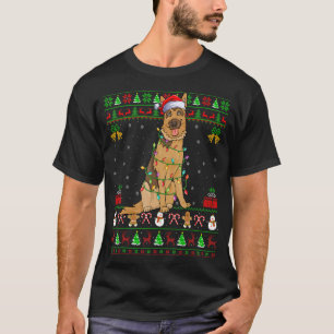 T-shirt Xmas moche éclaire Père Noël Belge Malinois Chien