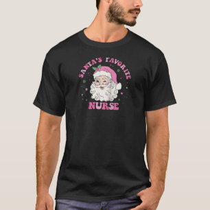 T-shirt Xmas Père Noël Funny Nurse Nurse Retro Rose Christ