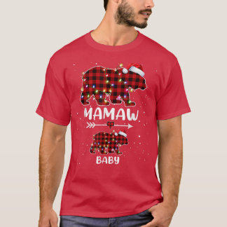 T-shirt Xmas Plaid Bear Mamaw Baby Polar Pregnancy Announc