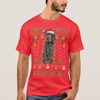 T-shirt Xmas Santa Hat German Wirehaired Pointer Dog Ugly 