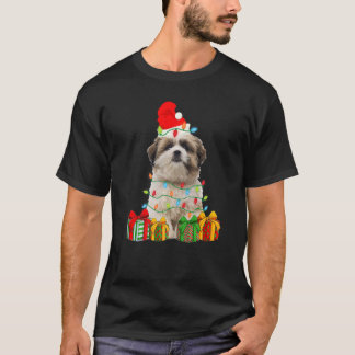 T-shirt Xmas Shih Tzu Dog Christmas Lights Puppy