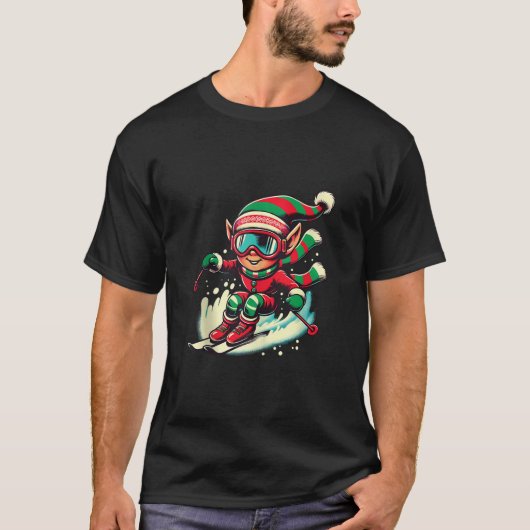 T-shirt Xmas Ski squad team ski lovers Skier Elf skiing Ch (Devant)