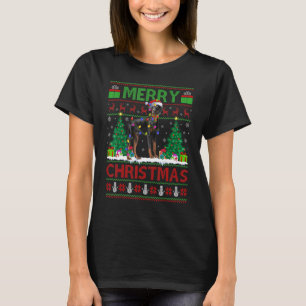 T-shirt Xmas Tree éclaire mauvais Père Noël Doberman Pinsc