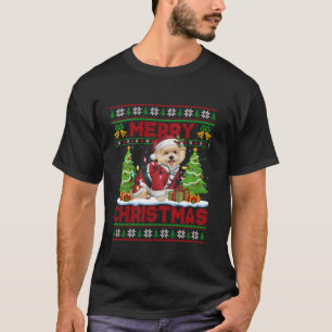 T-shirt Xmas Tree éclaire Père Noël laid Bichon Frise Chie