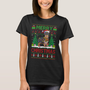 T-shirt Xmas Tree éclaire un Chien moche Père Noël Yorkshi