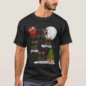 T-shirt Xmas Tree Lights Funny Santa Riding Rottweiler Dog (Devant)