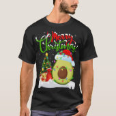 T-shirt Xmas Tree Lights Santa Hat Avocado Fruit Christmas (Devant)