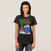 T-shirt Xmas Tree Lights Santa Hat Bowling Ball Christmas (Devant entier)