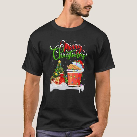 T-shirt Xmas Tree Lights Santa Hat Fast Food Cup Noodles C (Devant)