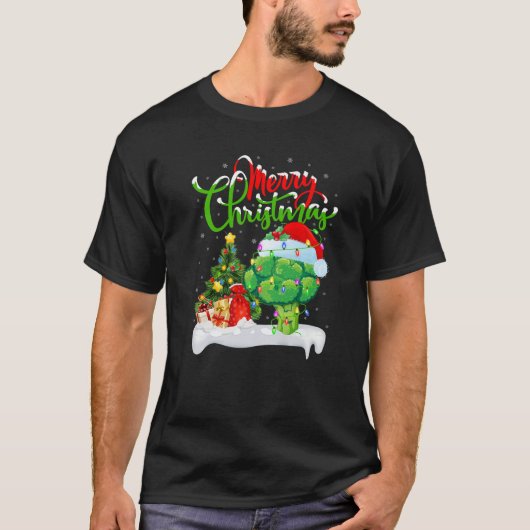 T-shirt Xmas Tree Lights Santa Hat Vegetable Broccoli Chri (Devant)