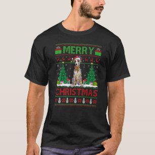 T-shirt Xmas Tree Lights Ugly Santa Whippet Dog Christmas