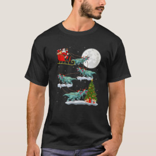 T-shirt Xmas Tree Santa Riding Tyrannosaurus Dinosaur Chri