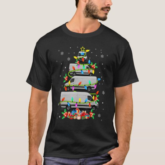 T-shirt Xmas Tree Van Xmas Lights Tree Driver famille Chri (Devant)