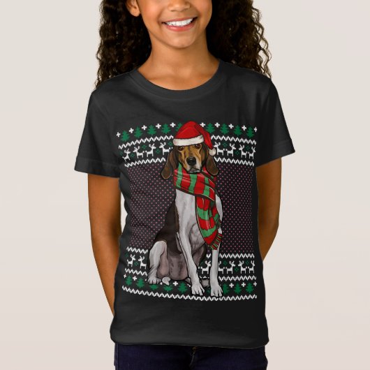 T-Shirt Xmas Treer Walker Coonhound Chien Santa Hat Ugly C (Devant)
