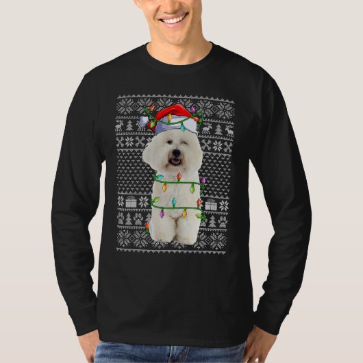 T-shirt Xmas Ugly Sweater Style Santa Bichon Frise Dog Chr (Devant)
