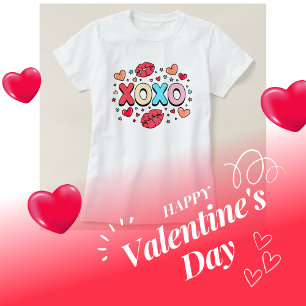 T-shirt XOXO baiser et coeurs sur blanc