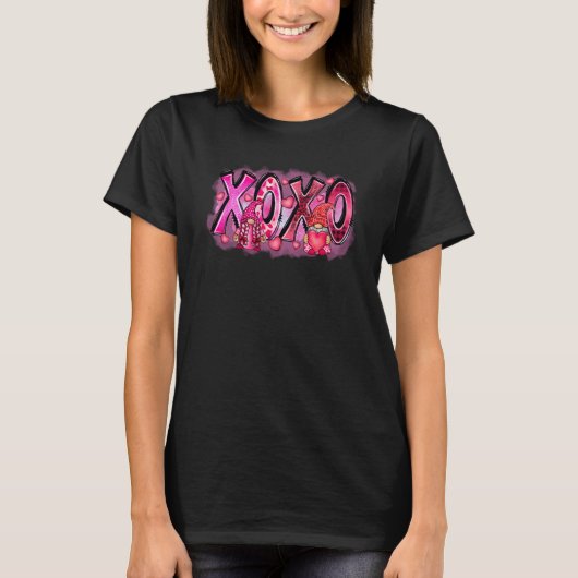 T-shirt XOXO Cute Gnome Valentines Day Heart Leopard (Devant)