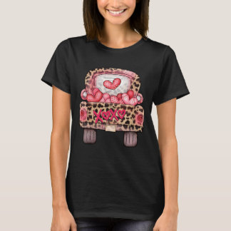 T-shirt XOXO Cute Pink Heart Leopard Camion Heureux Valent