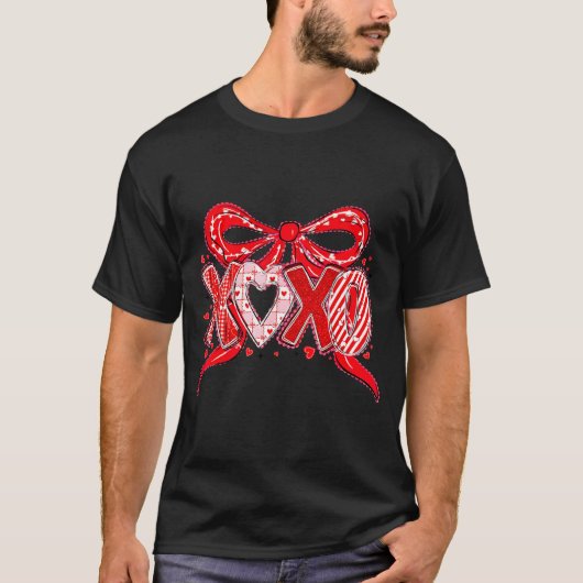 T-shirt Xoxo Funny Valentines Day Love Coquette Bow Checke (Devant)