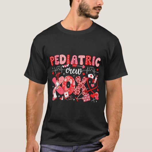 T-shirt Xoxo Nurse Pediatric Crew Nurse Valentine Leopard  (Devant)