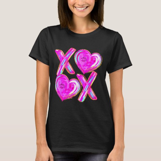T-shirt Xoxo Valentines Day Love Funny Coquette Bow Checke (Devant)