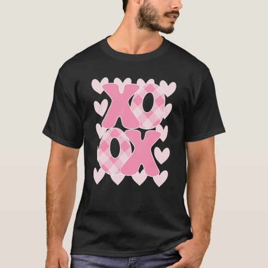 T-shirt XoXo XoXo Valentine's Day Love Vibes Retro vérifié (Devant)