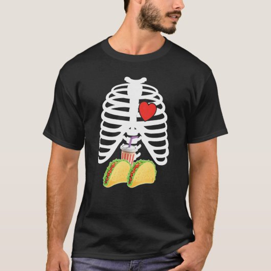 T-shirt Xray Skeleton Rib Cage Bière Tacos Halloween Fastf (Devant)