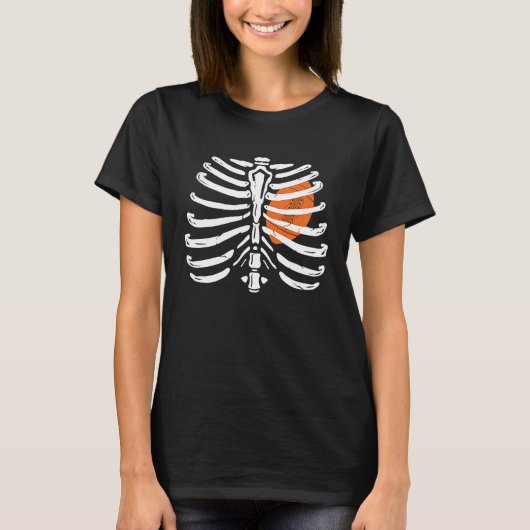 T-shirt Xray Skeleton Rib Cage Fans de football Halloween  (Devant)