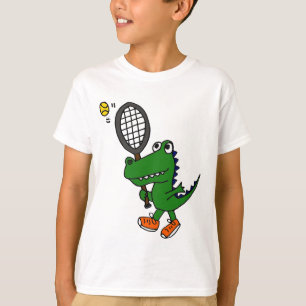 T-shirt XX alligator drôle jouant au tennis
