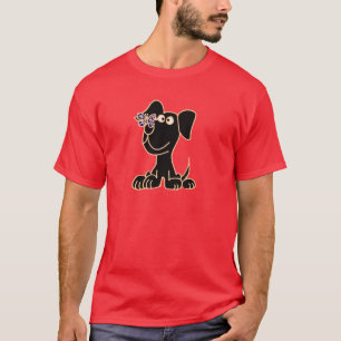 T-shirt XX chiot noir avec le papillon sur le nez