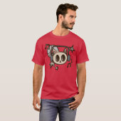 T-shirt Y2K 90s Cat with Headphone Headset Hears Music fun (Devant entier)