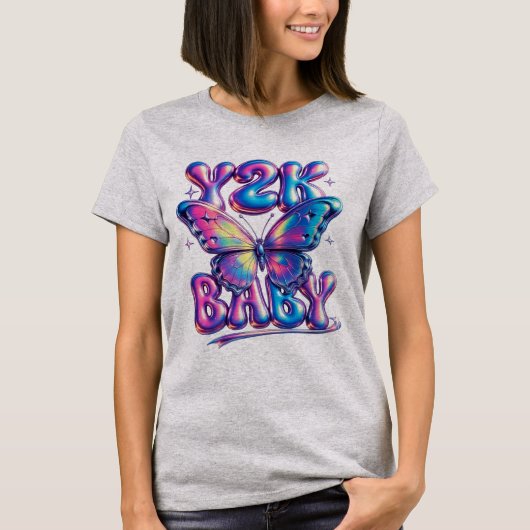T-Shirt Y2K Bébé Chrome Papillon (Devant)