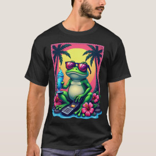 T-shirt Y2K Grenouille Grognon Téléphone à Clapet Vaporwav