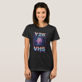 T-Shirt Y2K VHS Glitch – Visage Statique Surréalis (Devant entier)