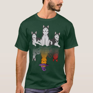 T-shirt Y4WB Cute Husky Dog Witchy Automne Halloween Husky