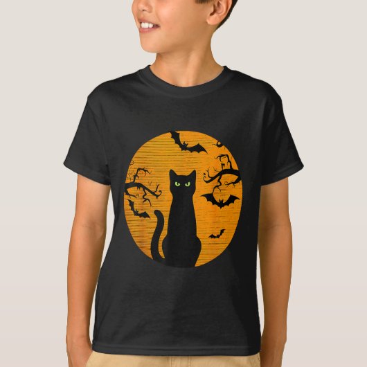 T-shirt Y Christmas Cat Costume Retro Cat Moon Black Cat (Devant)
