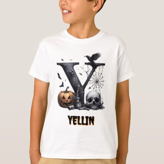 T-shirt Y Trick or Treat Cute Halloween Initial (Devant)