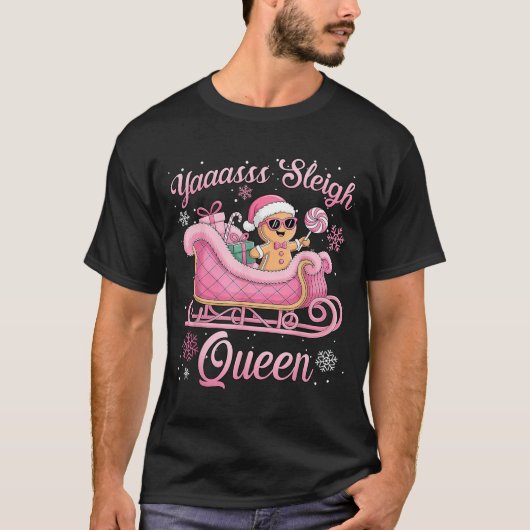 T-shirt Yaas Sleigh Queen Sleigh Girl Matching Christmas  (Devant)
