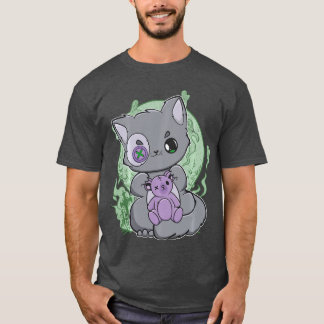 T-shirt Yami Kawaii Cat With Gotheddy Bear For Cute Horror