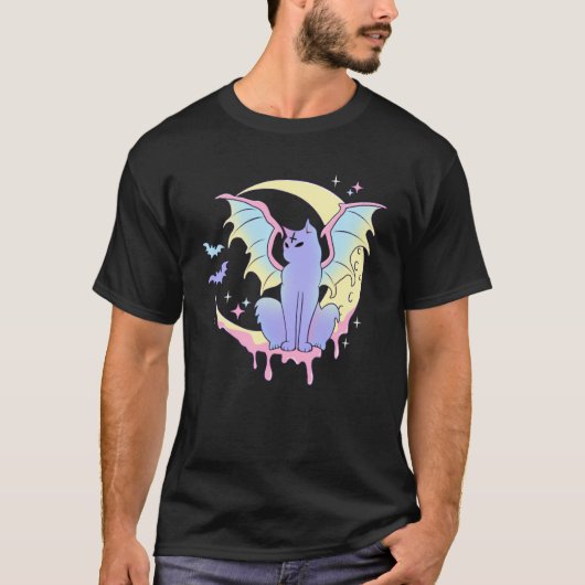 T-shirt Yami Moon Phases Pastel Goth Chat Kitty Pagan sorc (Devant)