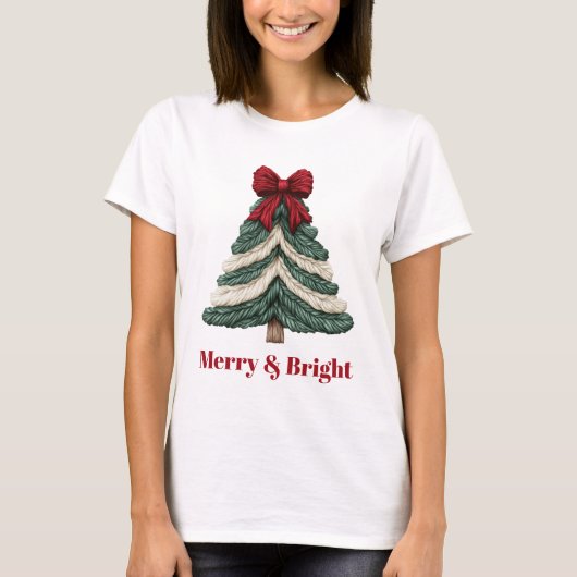 T-shirt Yarn Faux Embroidery Christmas Tree Design (Devant)