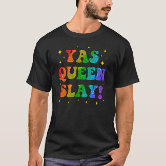 T-shirt YAS QUEEN Rainbow Typography – Bold Drag-Inspired