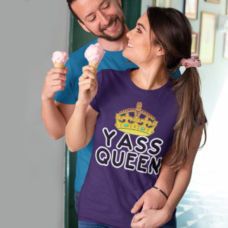 T-shirt Yass Queen Gold Crown Princesse Yas Kween Dark