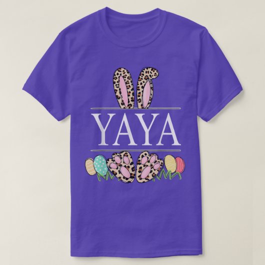 T-shirt Yaya Bunny Leopard Grand-mère Jour de Pâques Oeufs (Design devant)