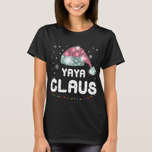 T-shirt Yaya Claus Casquette de Noël Diamond Pajama Family (Devant)