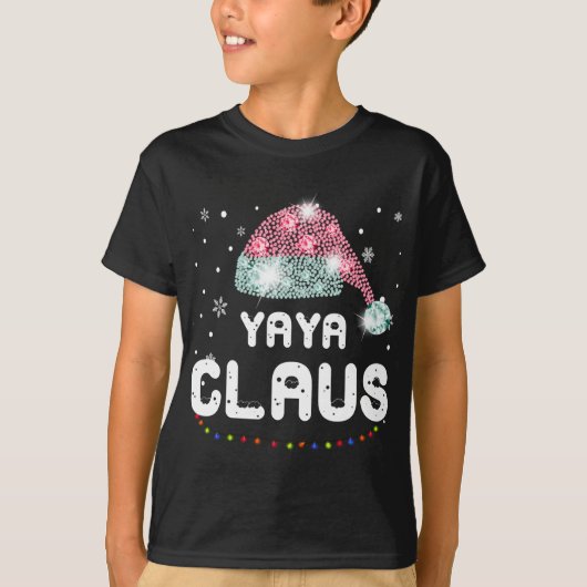 T-shirt Yaya Claus Casquette de Noël Diamond Pajama Family (Devant)