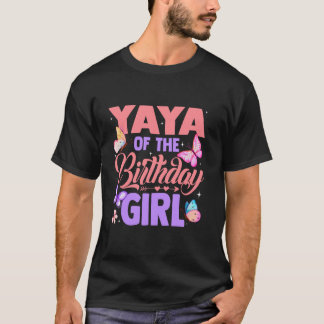 T-shirt Yaya Of The Birthday Girl Butterfly Party Matching