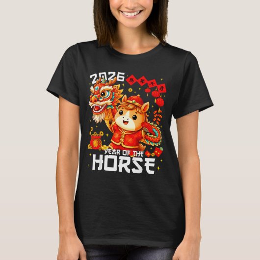 T-shirt Year Of The Horse 2026 Lion Dance Chinese New Year (Devant)